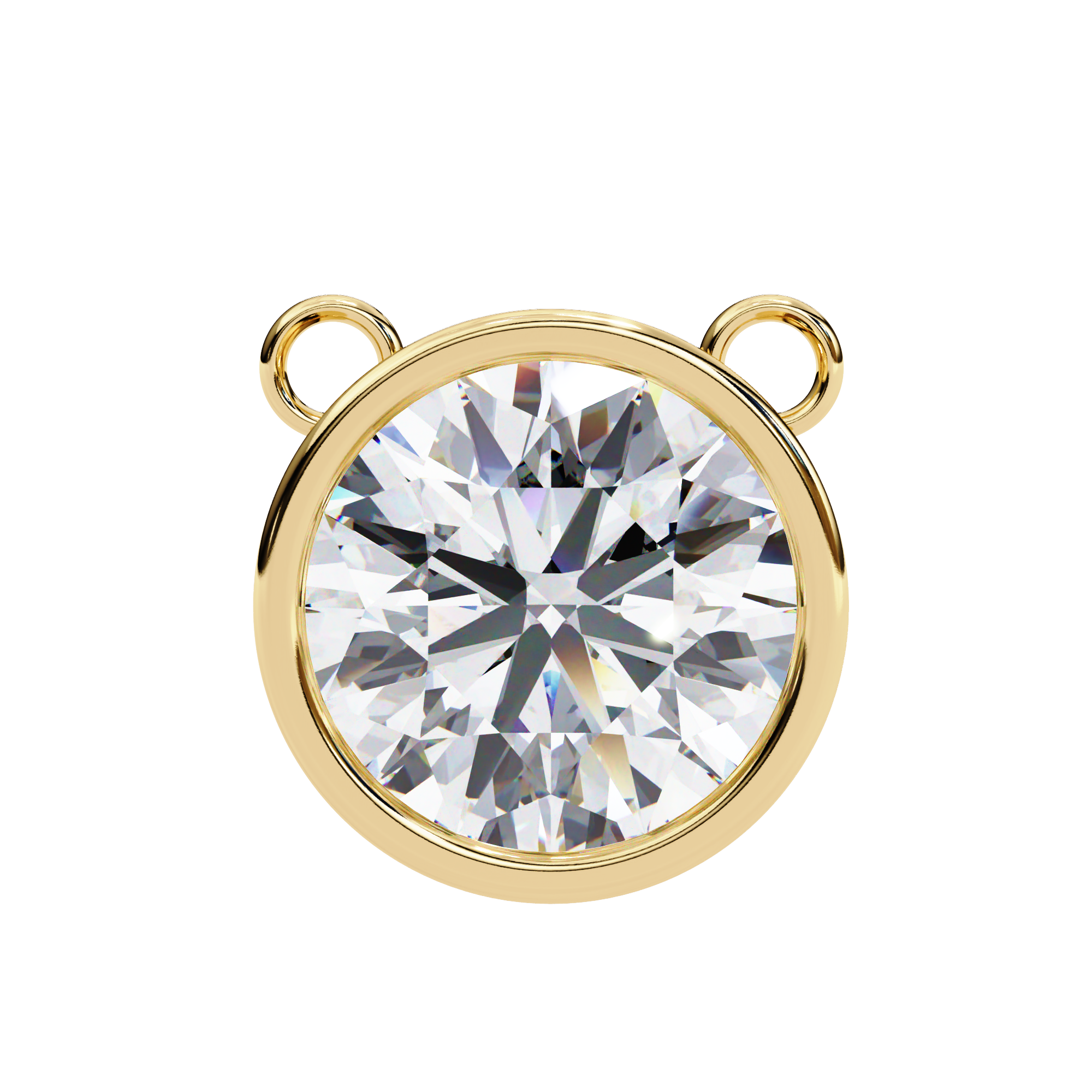 Gold pendant with a large diamond on a white background