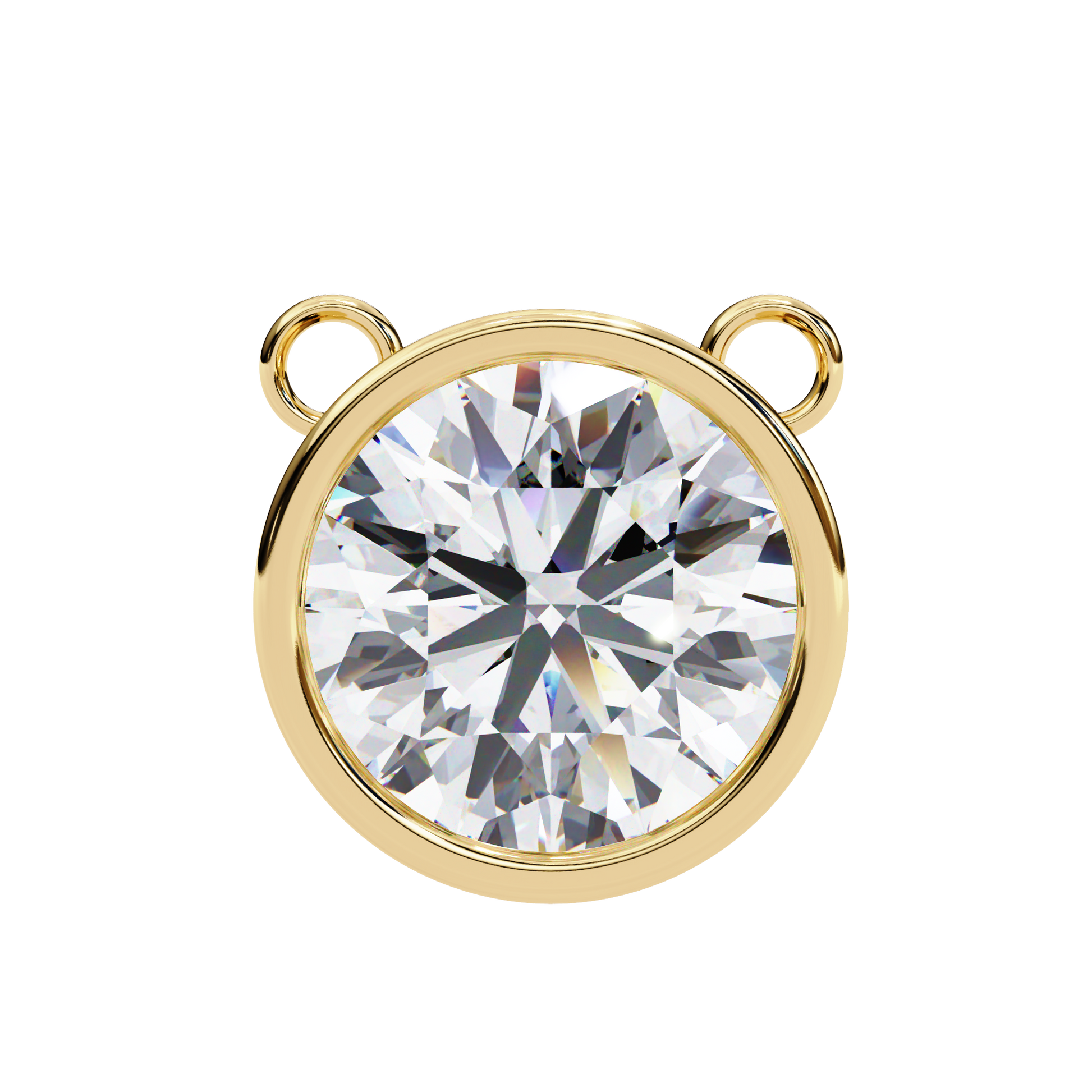 Gold pendant with a large diamond on a white background