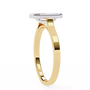 features a brilliant Emerald-cut diamond securely encased within a smooth 18K Gold bezel