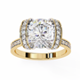 magnificent Round Brilliant diamond cradled within a spectacular "Bow-Style" halo