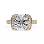 magnificent Round Brilliant diamond cradled within a spectacular "Bow-Style" halo