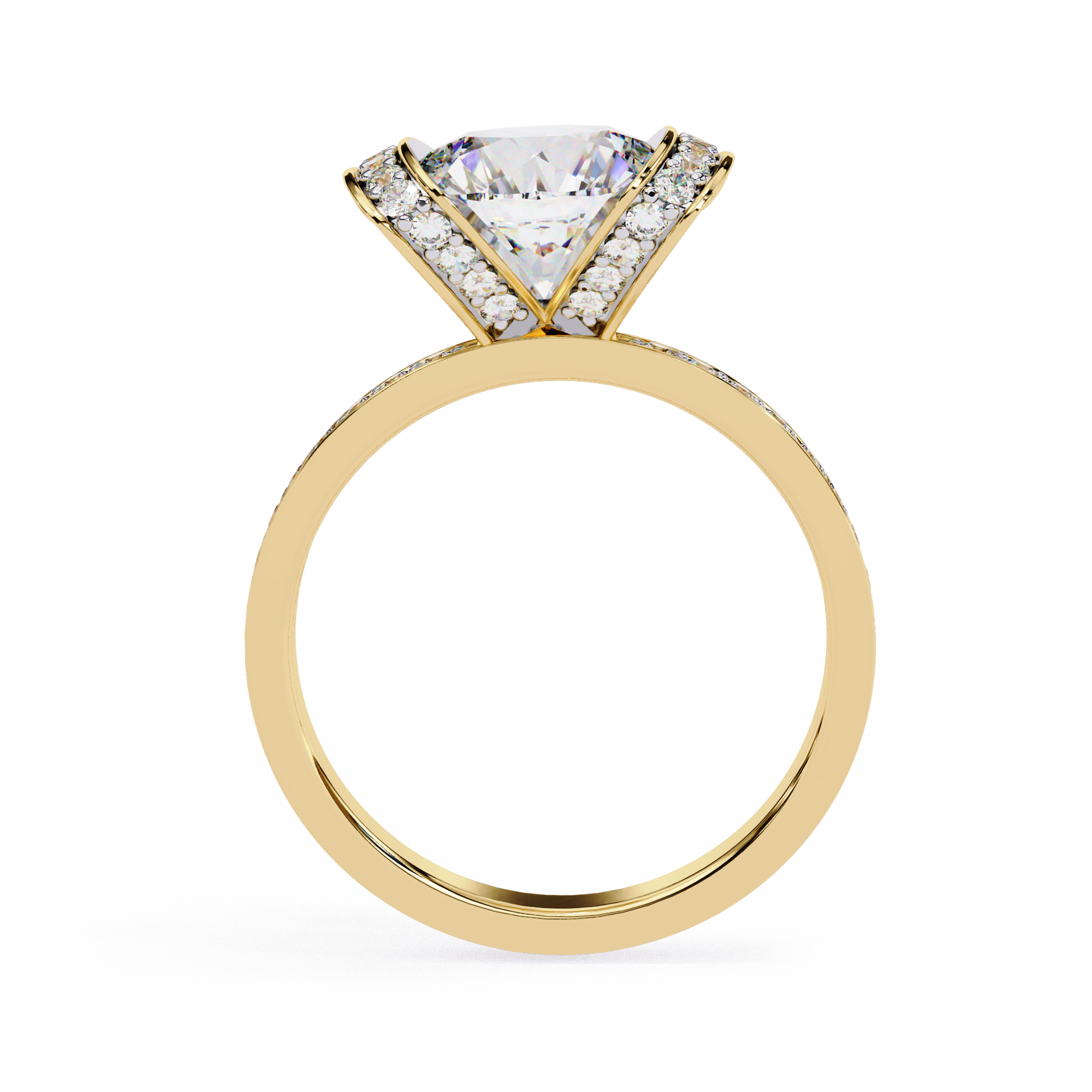magnificent Round Brilliant diamond cradled within a spectacular "Bow-Style" halo