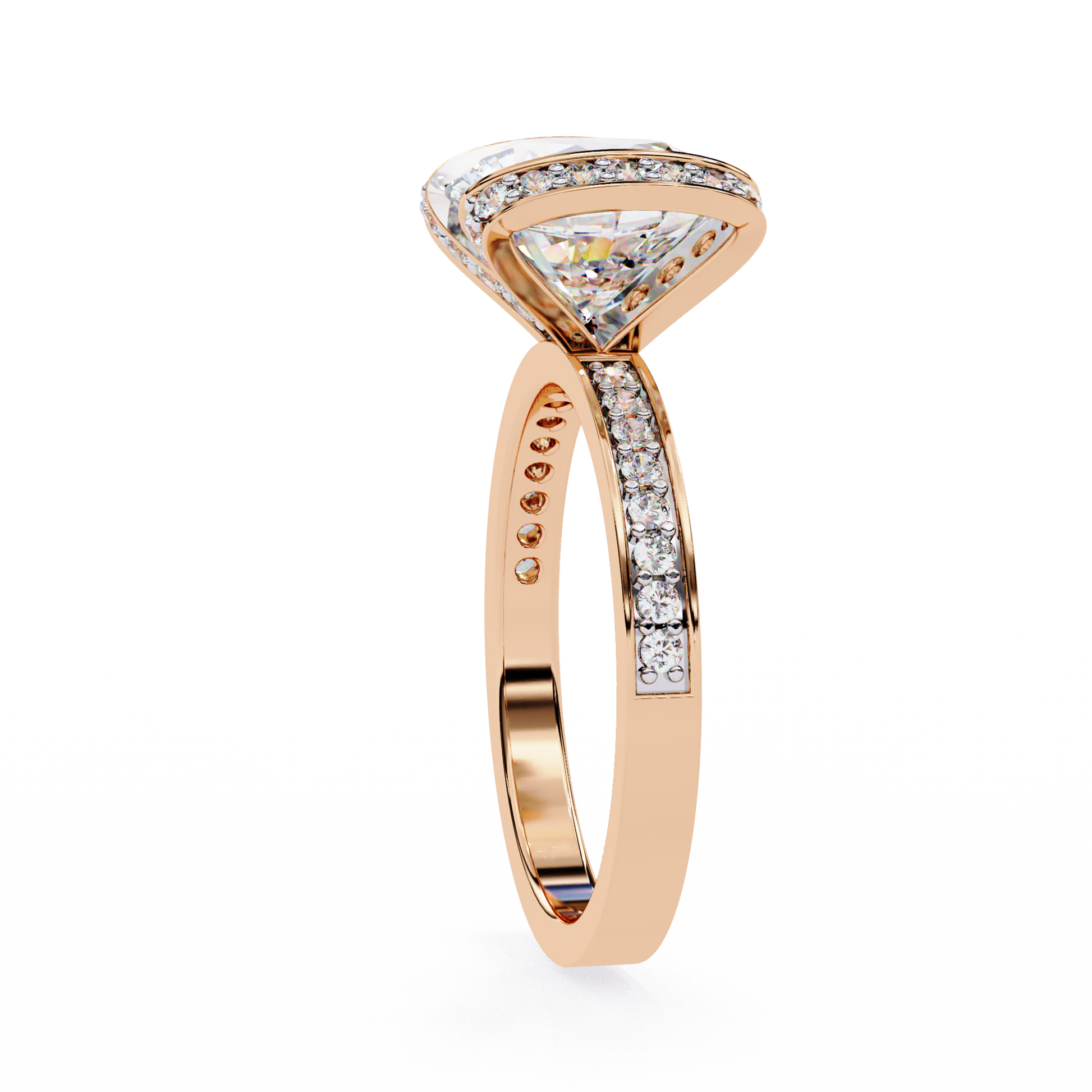 magnificent Round Brilliant diamond cradled within a spectacular "Bow-Style" halo