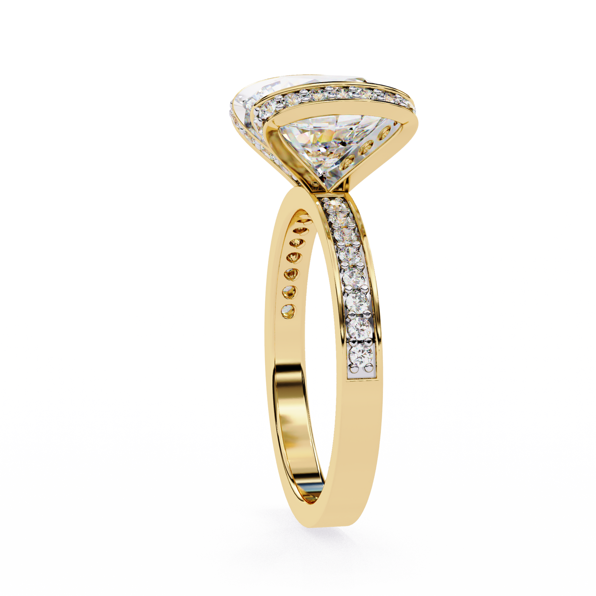 magnificent Round Brilliant diamond cradled within a spectacular "Bow-Style" halo