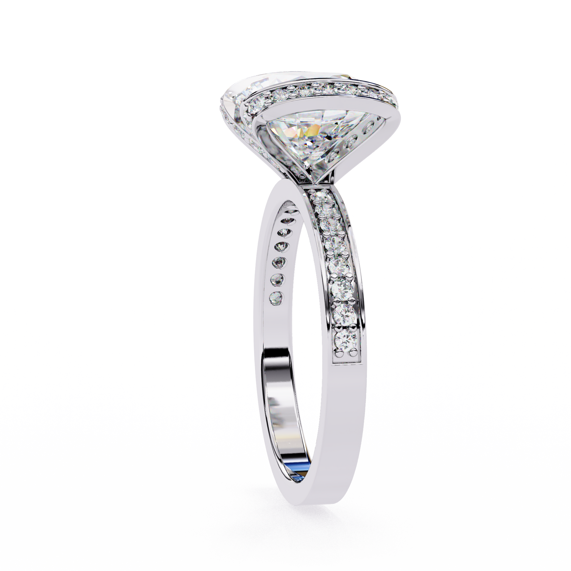 magnificent Round Brilliant diamond cradled within a spectacular "Bow-Style" halo