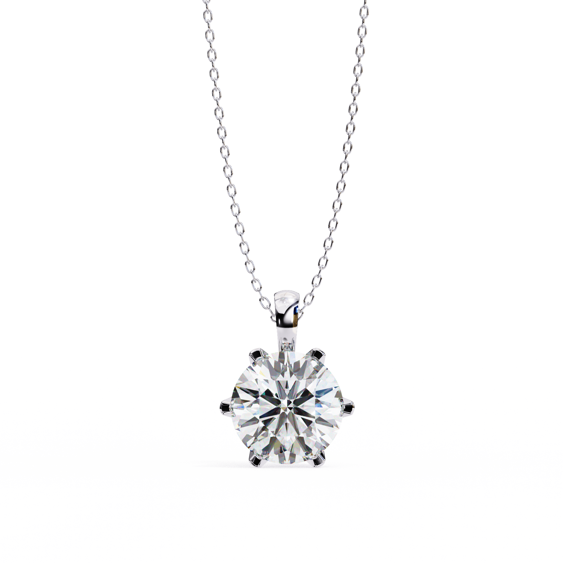 Diamond necklace on a white background