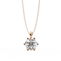 Rose gold diamond necklace on a white background
