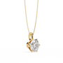 Gold necklace with a diamond pendant on a white background