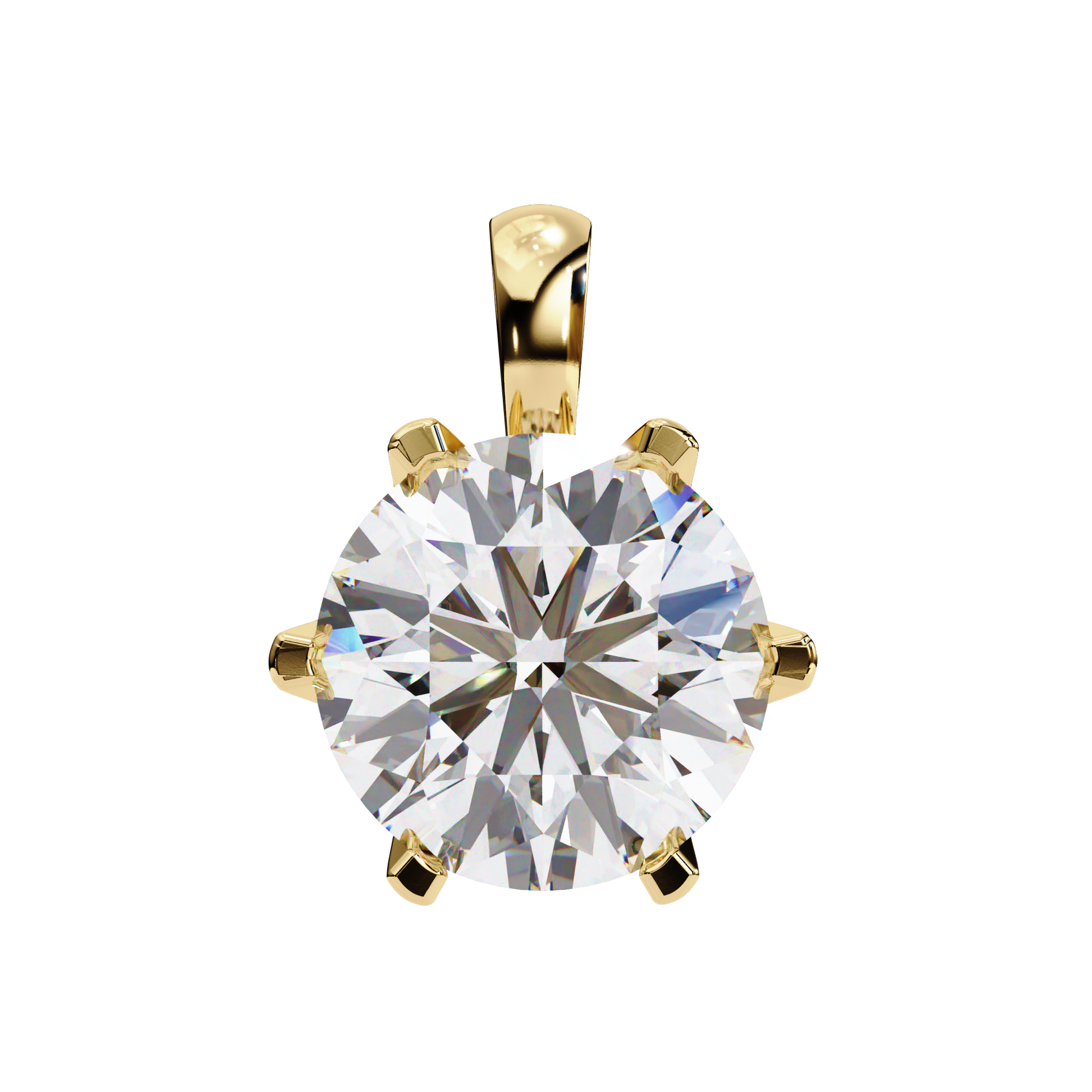 Gold pendant with a large diamond on a white background