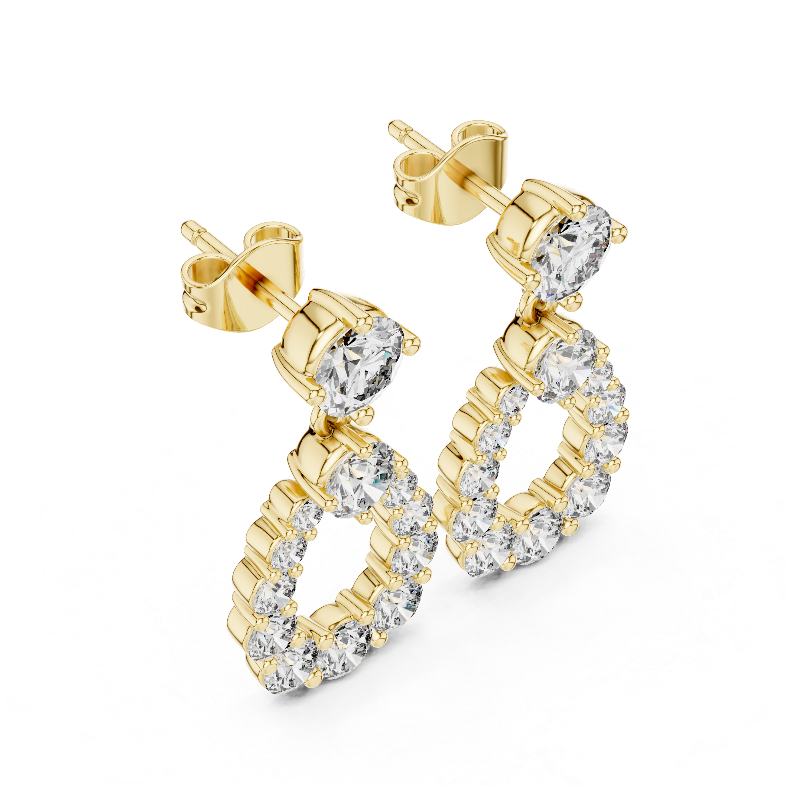 Brilliant round diamond and gold earrings