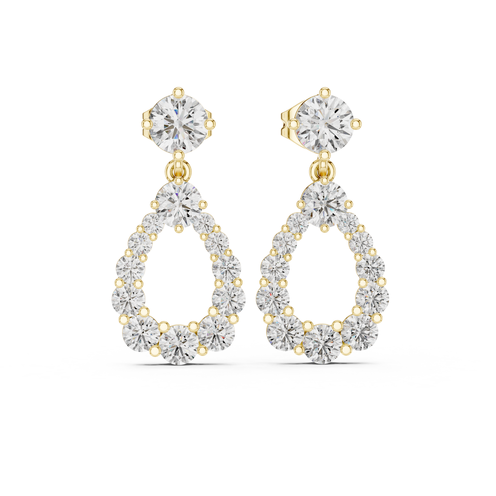 Brilliant round diamond and gold earrings