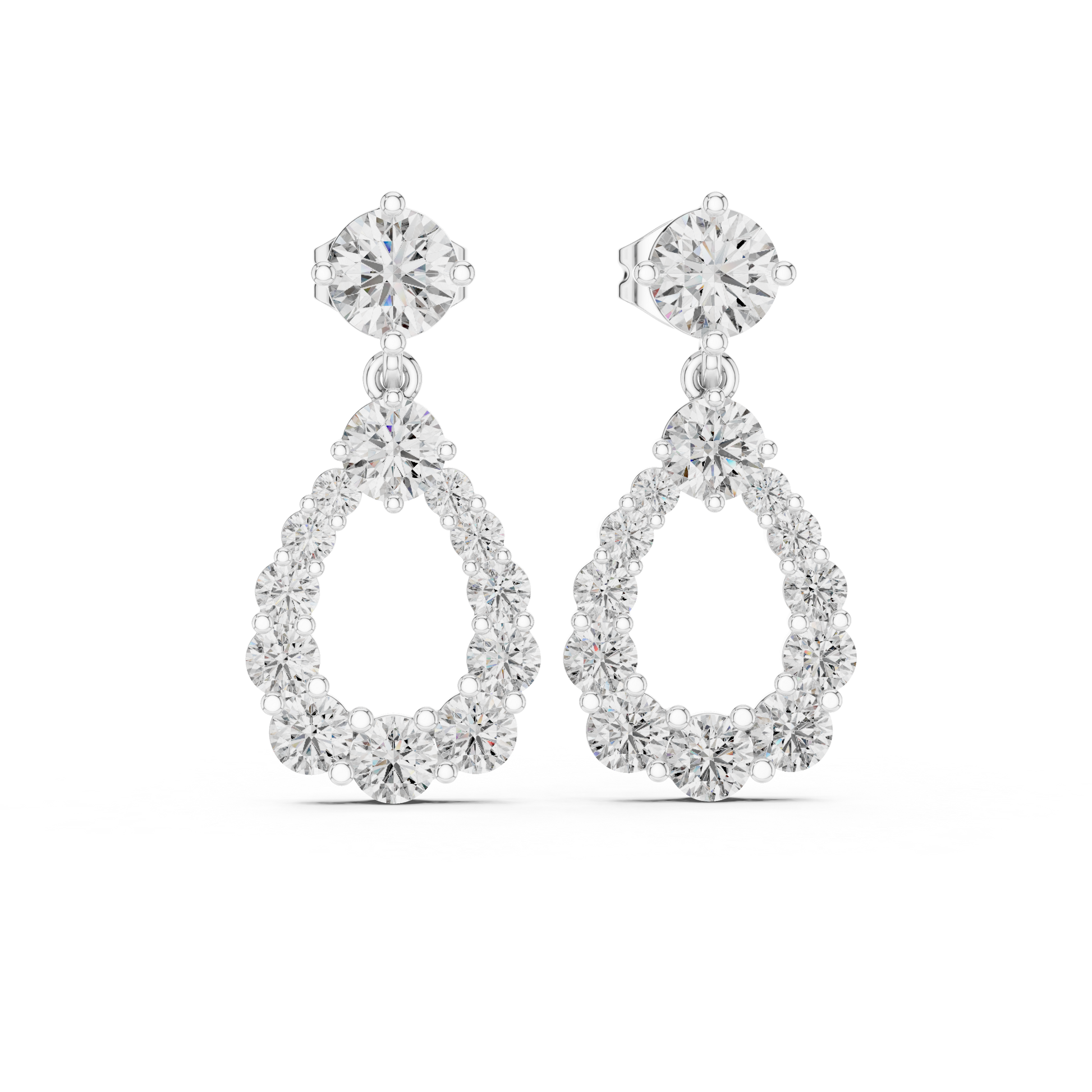 Brilliant round diamond and white gold earrings