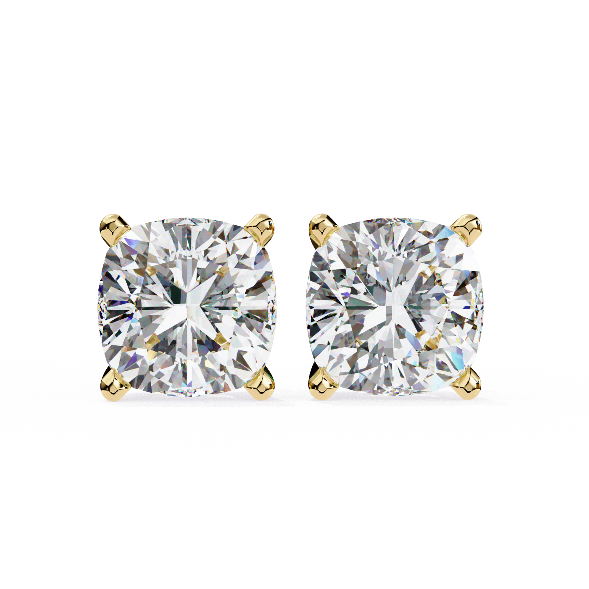 Pair of diamond stud earrings on a white background