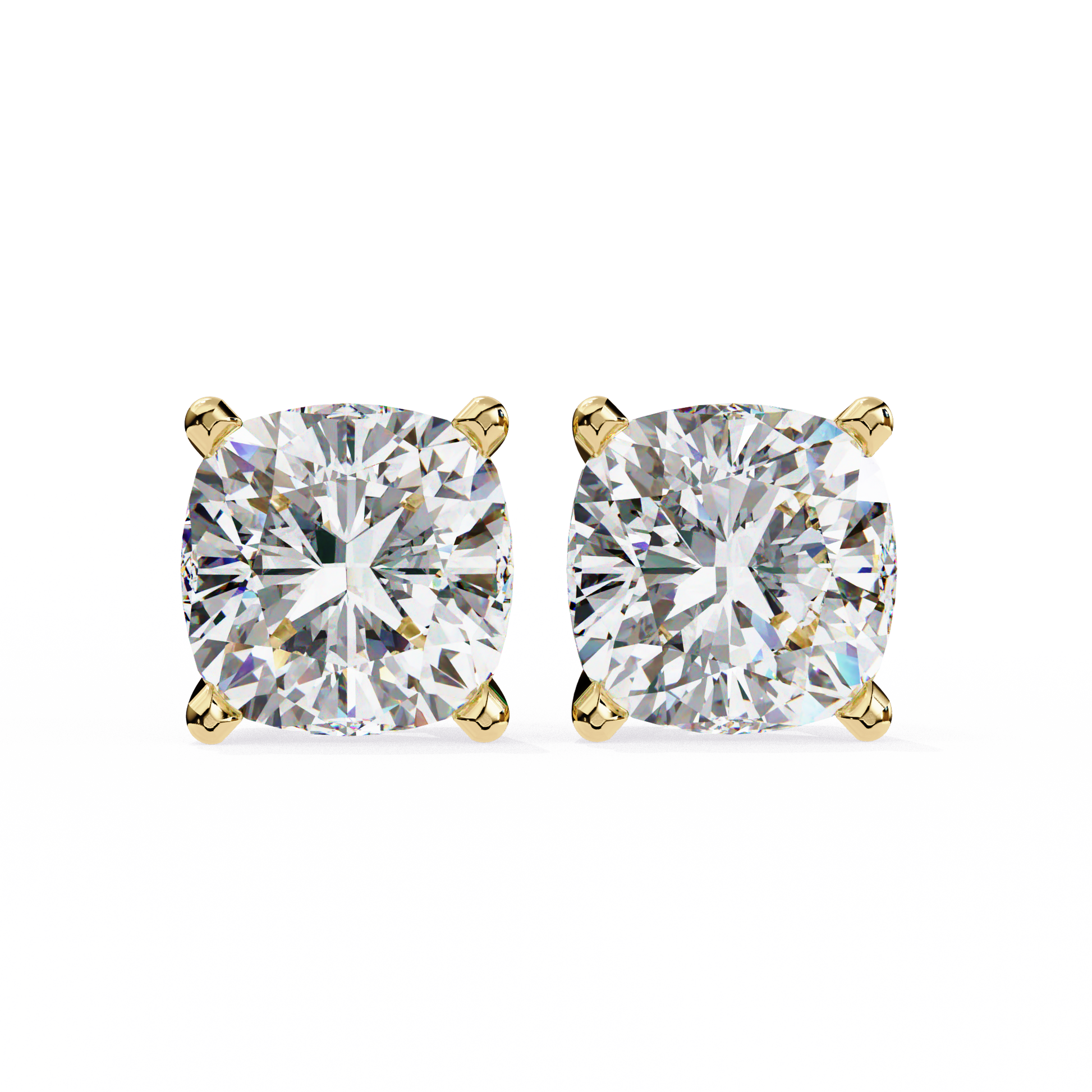 Pair of diamond stud earrings on a white background