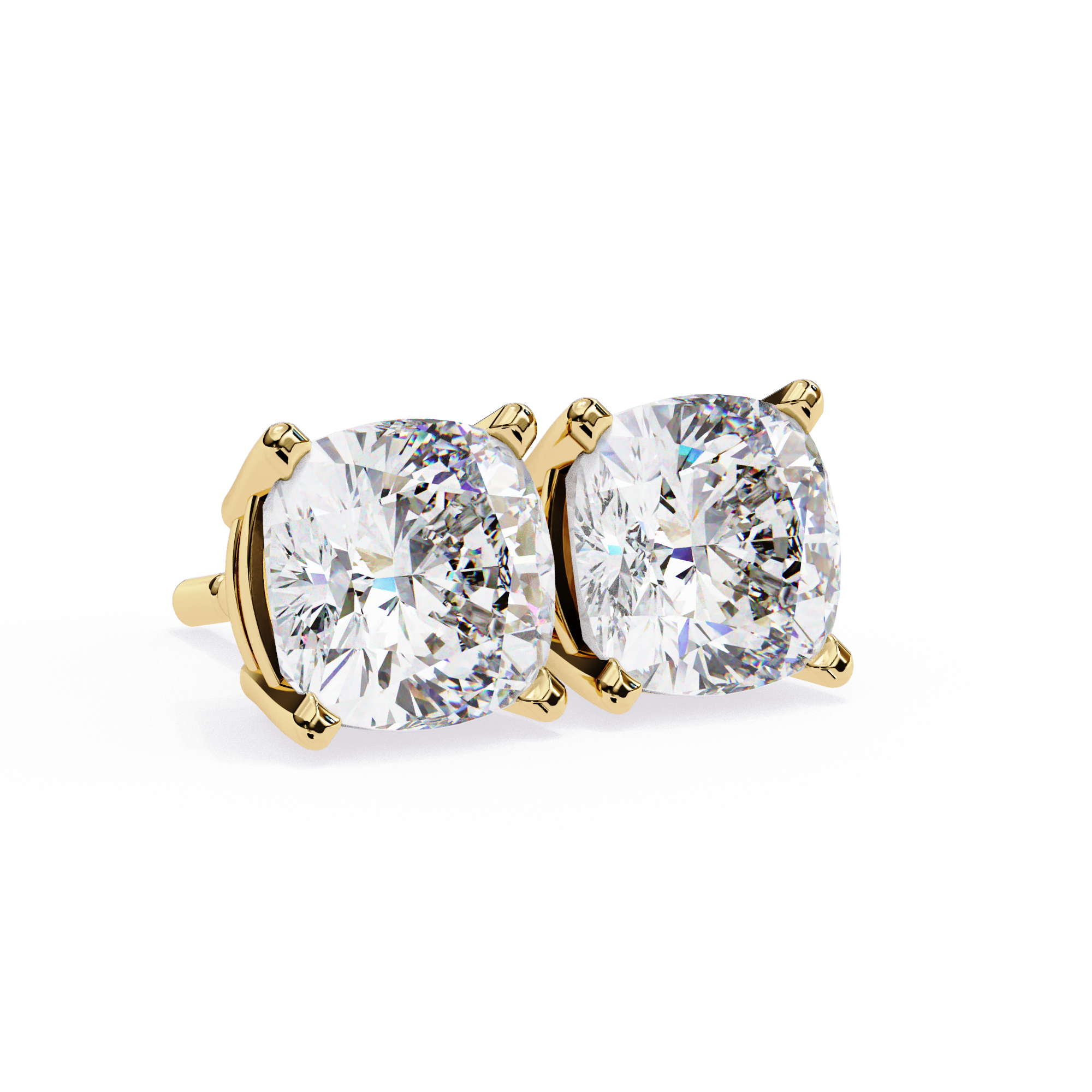 Pair of diamond stud earrings on a white background