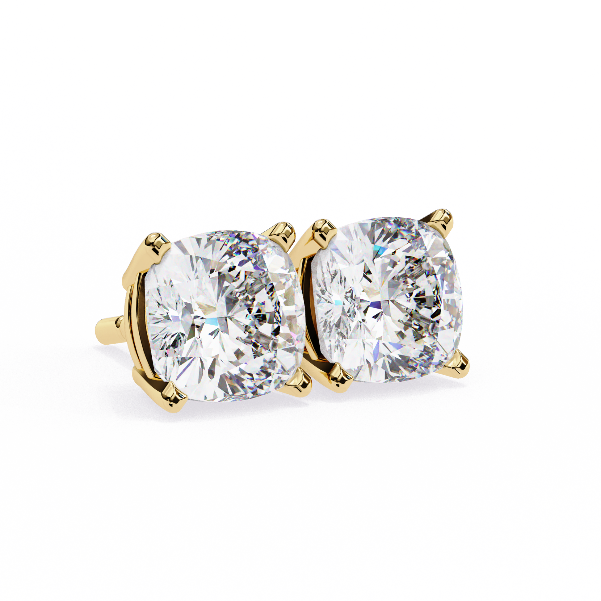 Pair of diamond stud earrings on a white background