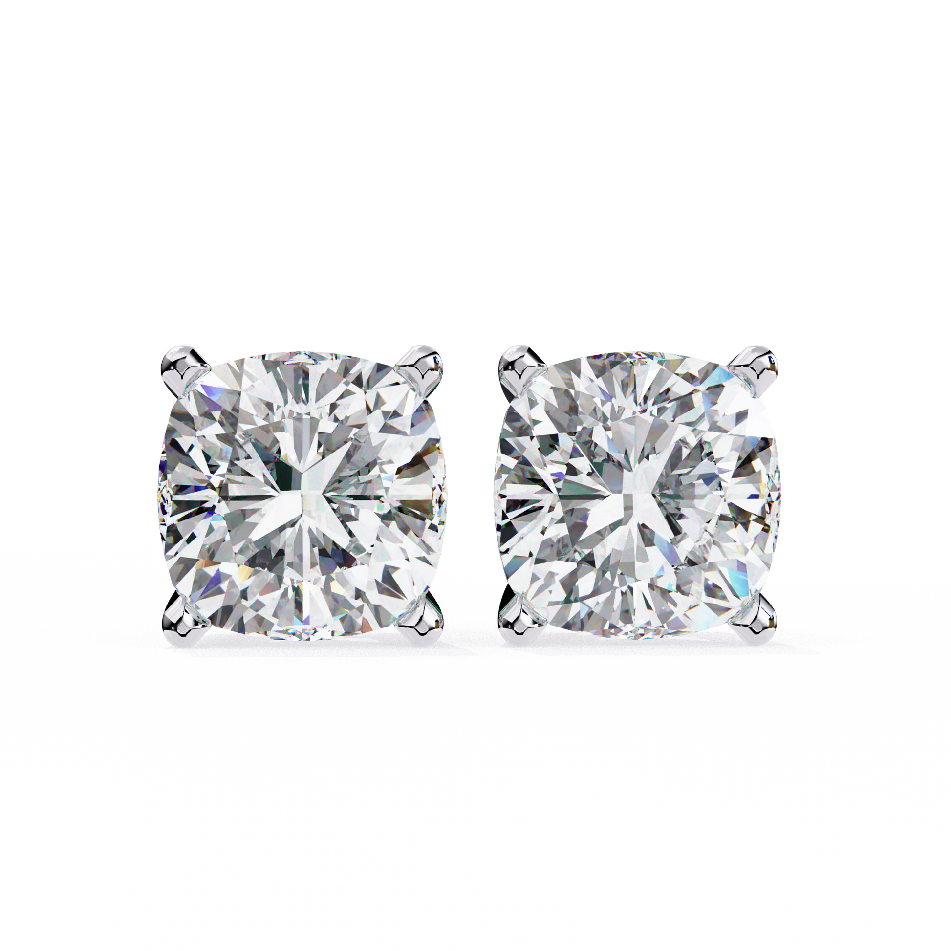 Pair of diamond stud earrings on a white background