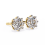 Gold diamond stud earrings on a white background
