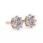 Rose gold diamond stud earrings on a white background
