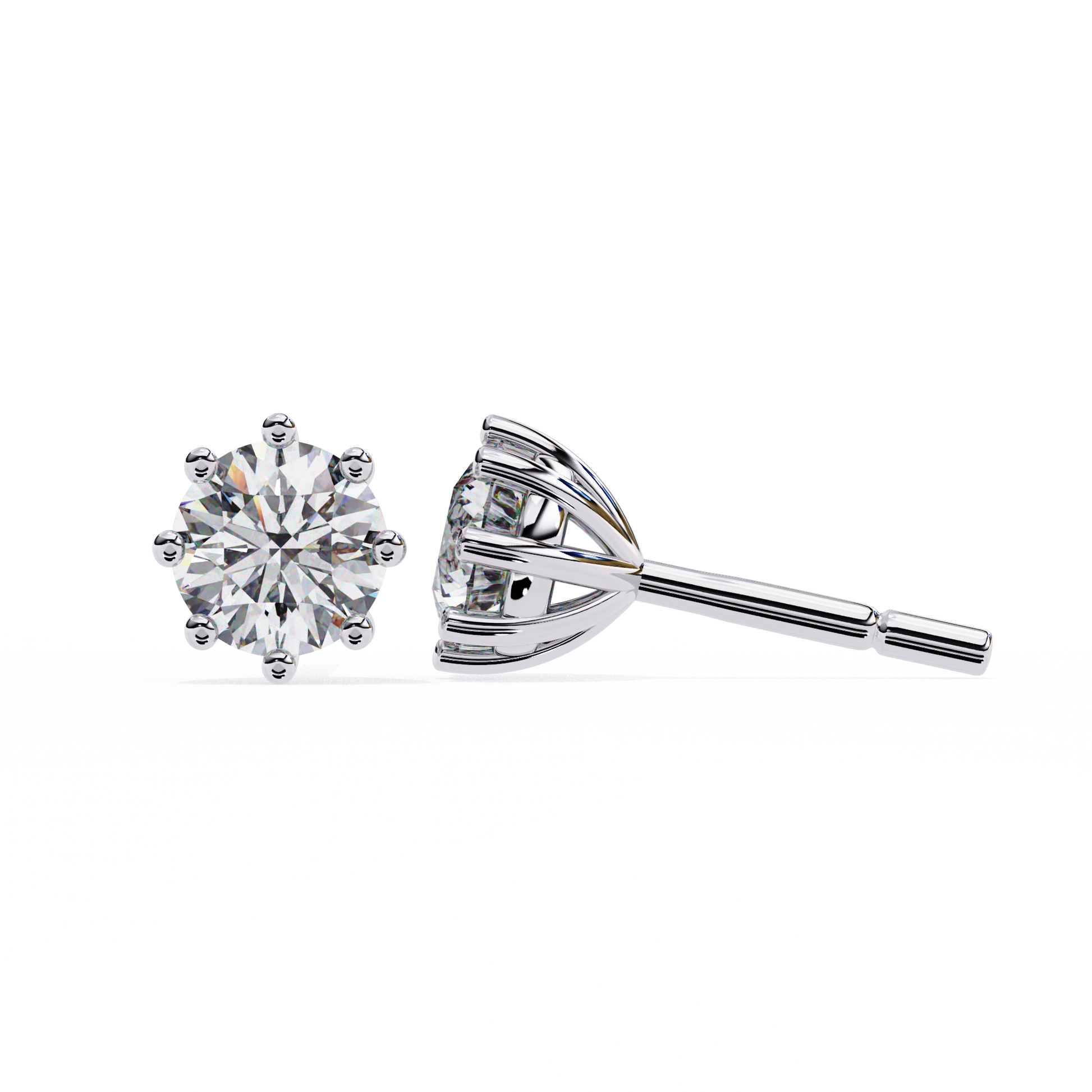 Diamond stud earrings on a white background
