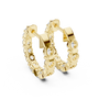 Gold hoop earrings with diamonds on a white background