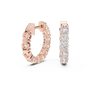 Rose gold hoop earrings with diamond accents on a white background