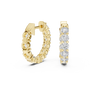 Gold hoop earrings with diamond accents on a white background