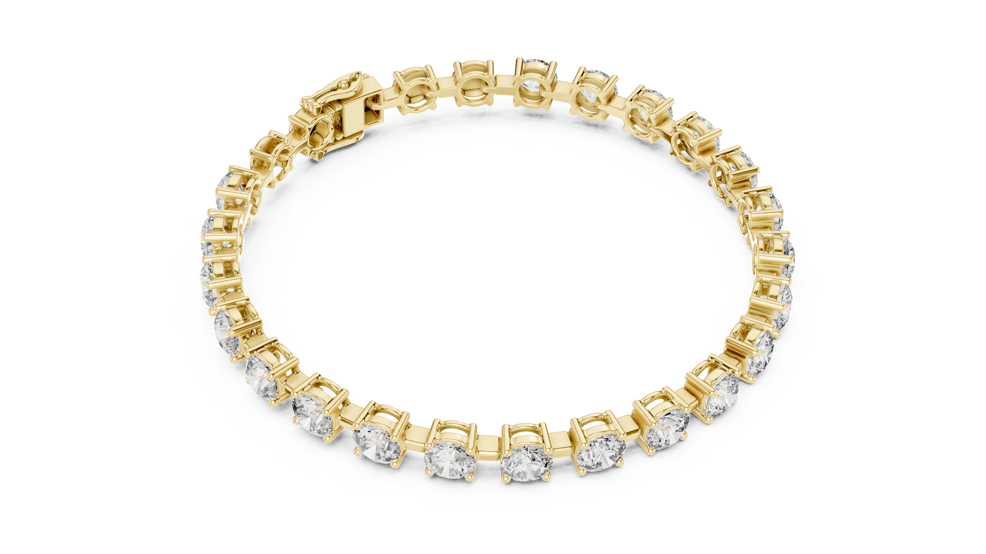 Gold bracelet with diamonds on a white background