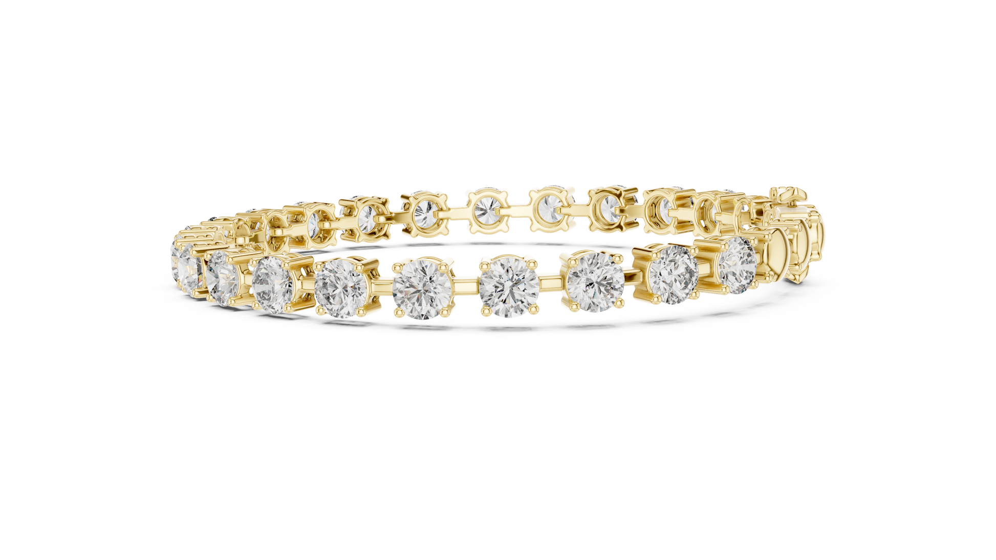 Gold bracelet with diamonds on a white background