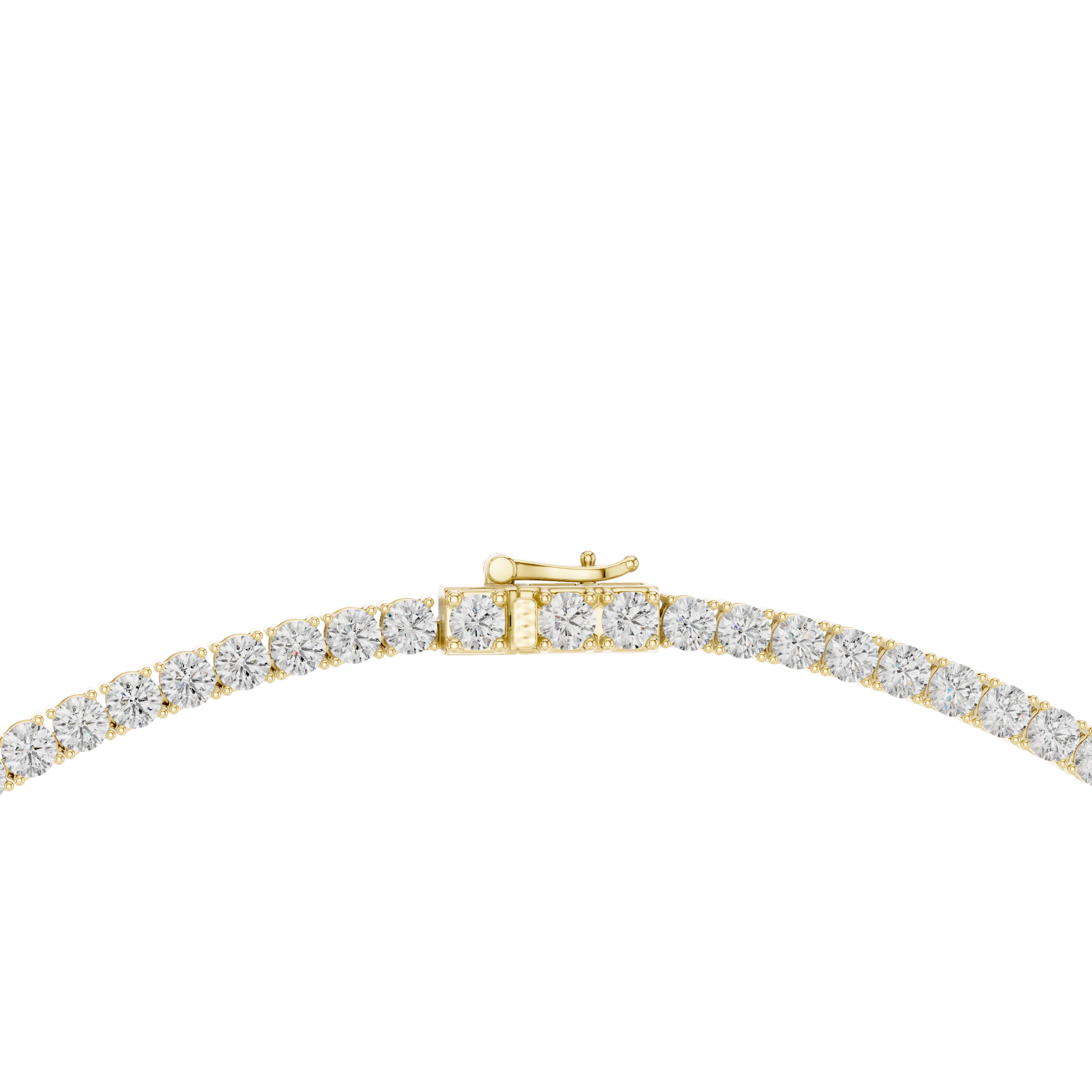 Gold necklace with small diamonds on a white background