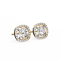 Gold and diamond earrings on a white background