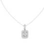 This spectacular pendant features a magnificent Cushion-cut diamond framed by a seamless closed halo of shimmering round diamonds