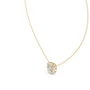 This pendant features a central cushion-cut diamond encircled by a unique mosaic halo of marquise-shaped diamonds
