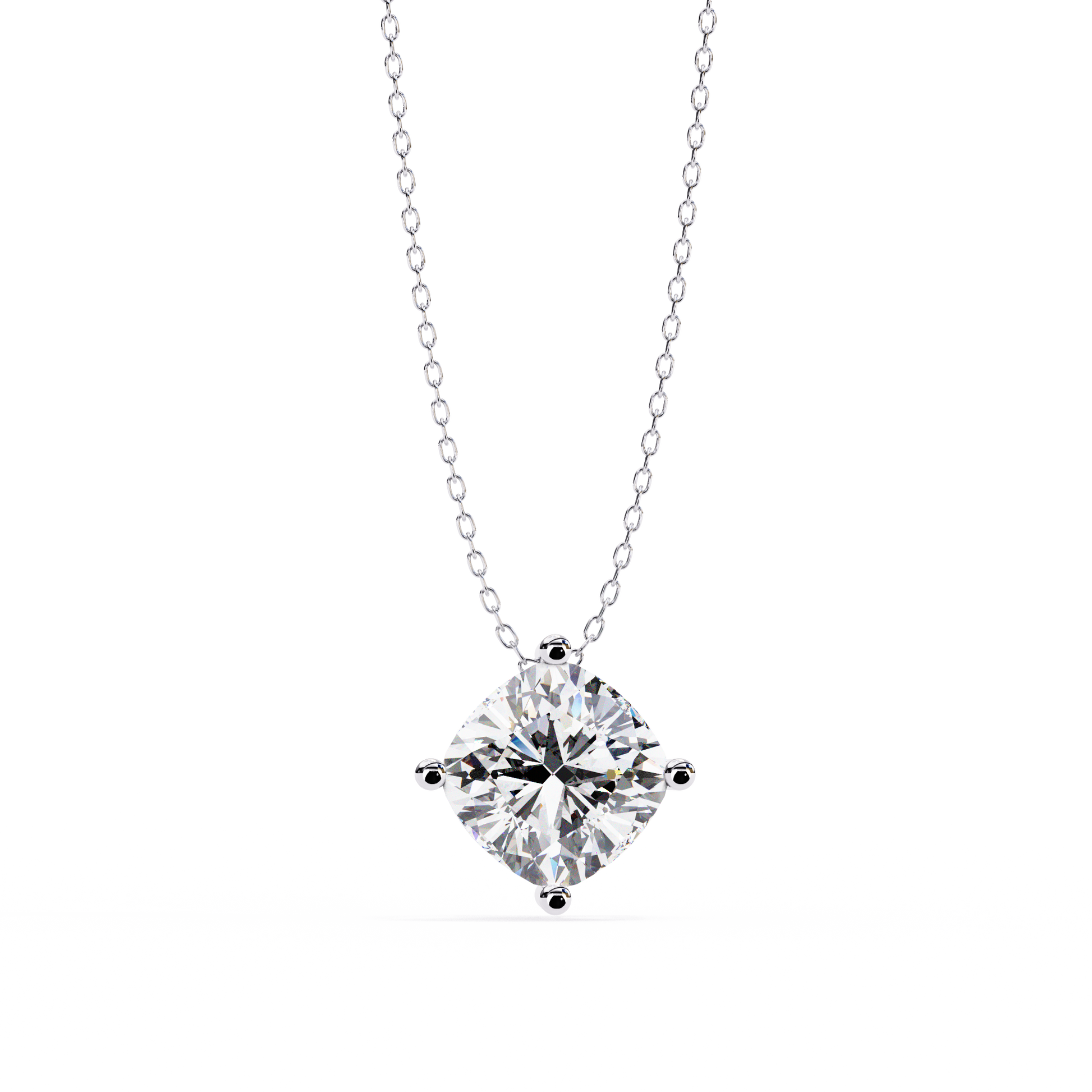 solitaire pendant showcases a spectacular Cushion Square diamond