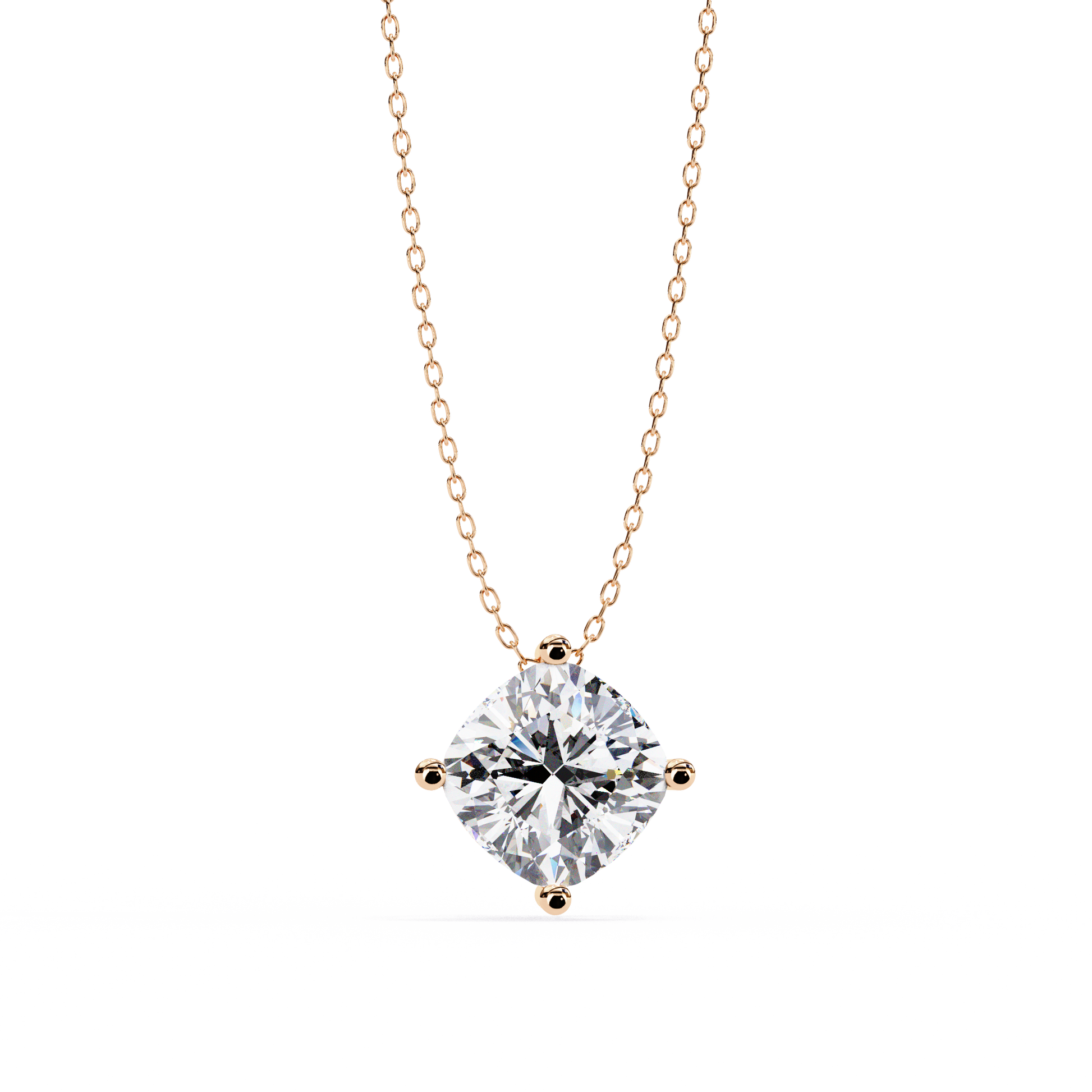 solitaire pendant showcases a spectacular Cushion Square diamond