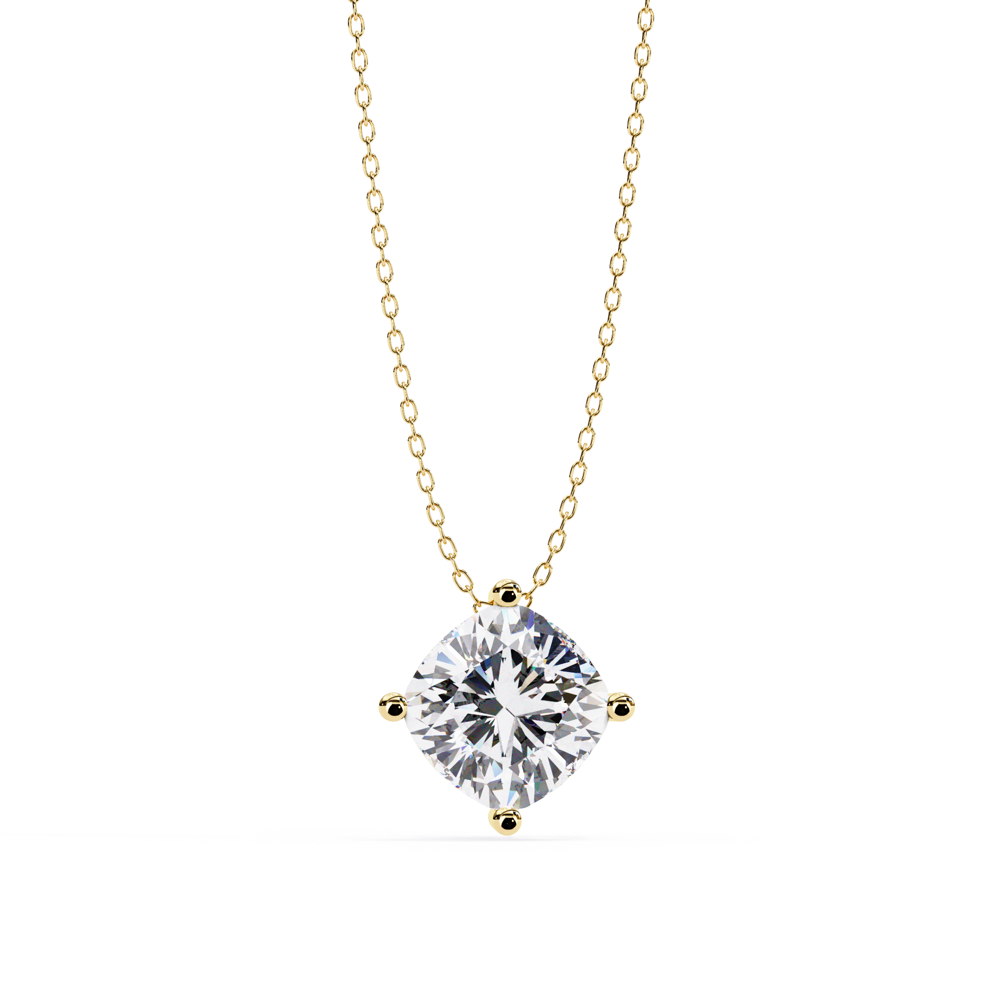 solitaire pendant showcases a spectacular Cushion Square diamond