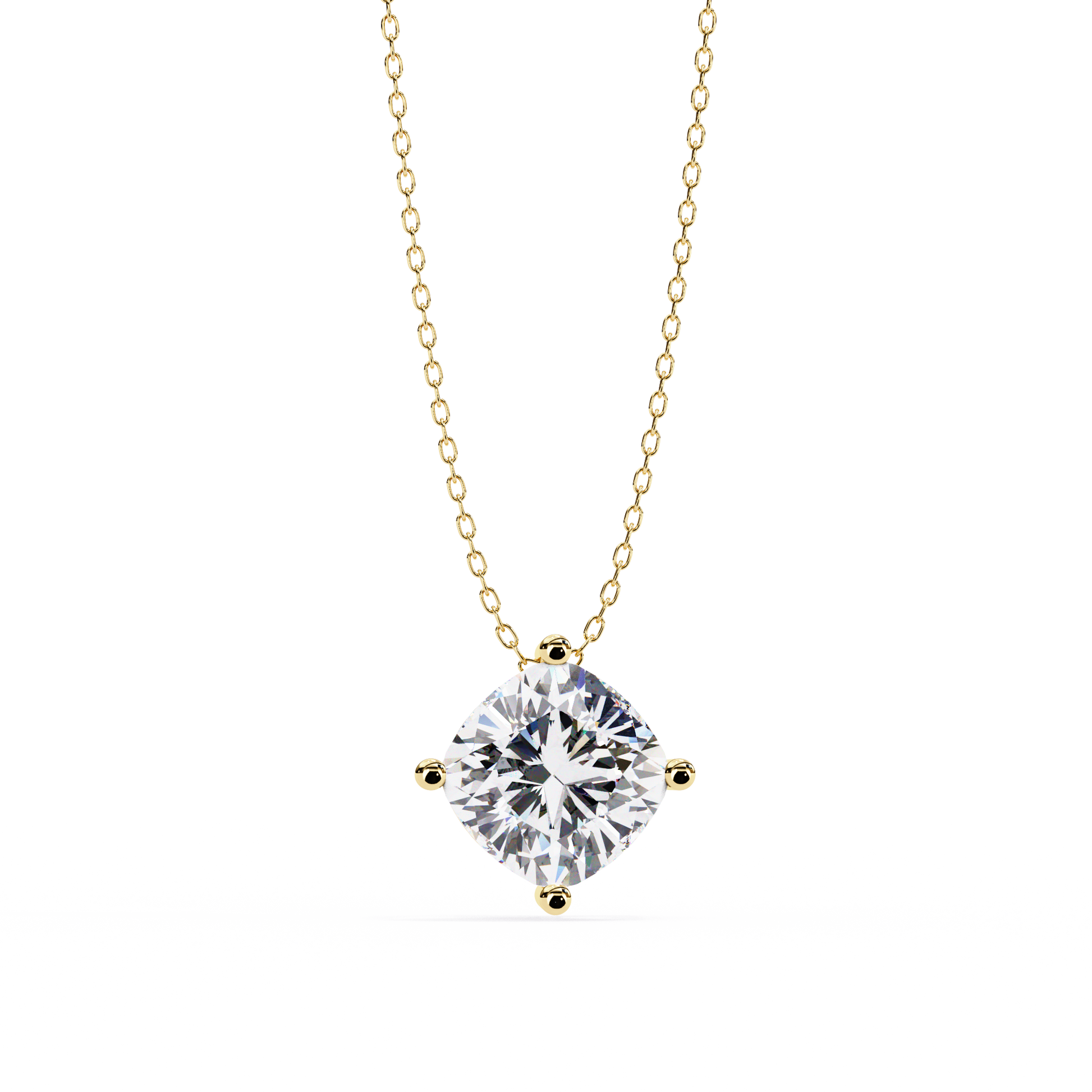 solitaire pendant showcases a spectacular Cushion Square diamond