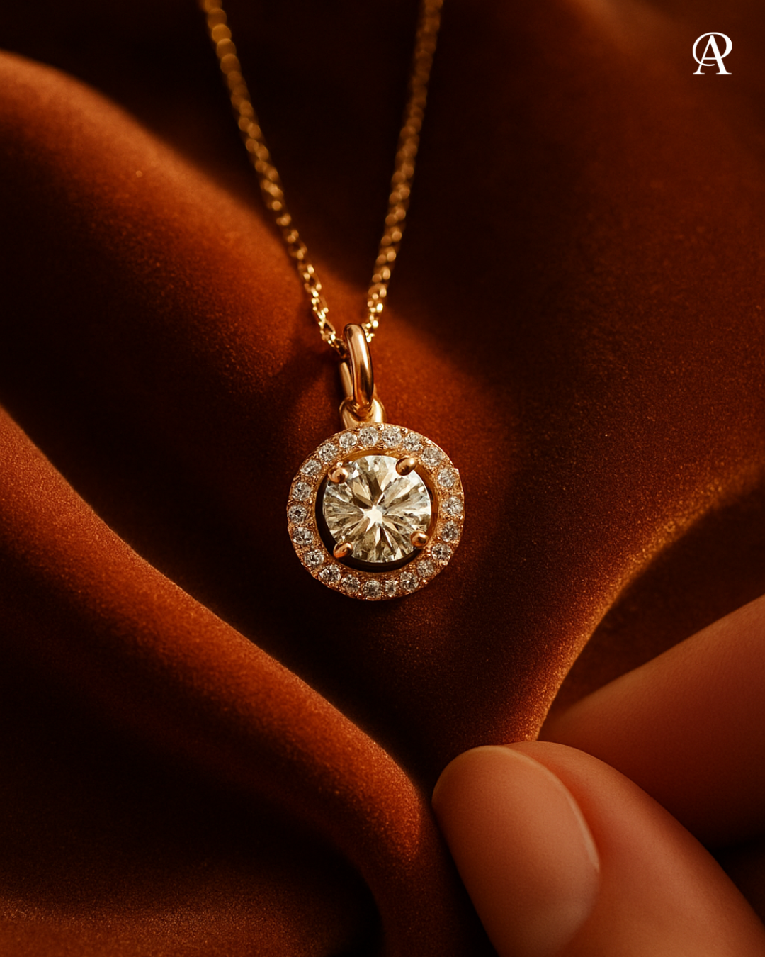 diamond halo pendant
