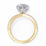 ring features a Round Brilliant solitaire supported by a sophisticated double band encrusted with Pavé diamonds