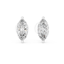 Pair of marquise-shaped diamond earrings with gold accents on a white background