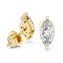 Pair of marquise-shaped diamond earrings with gold accents on a white background