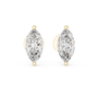 Pair of marquise-shaped diamond earrings with gold accents on a white background