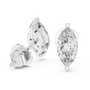 Pair of marquise-shaped diamond earrings with gold accents on a white background