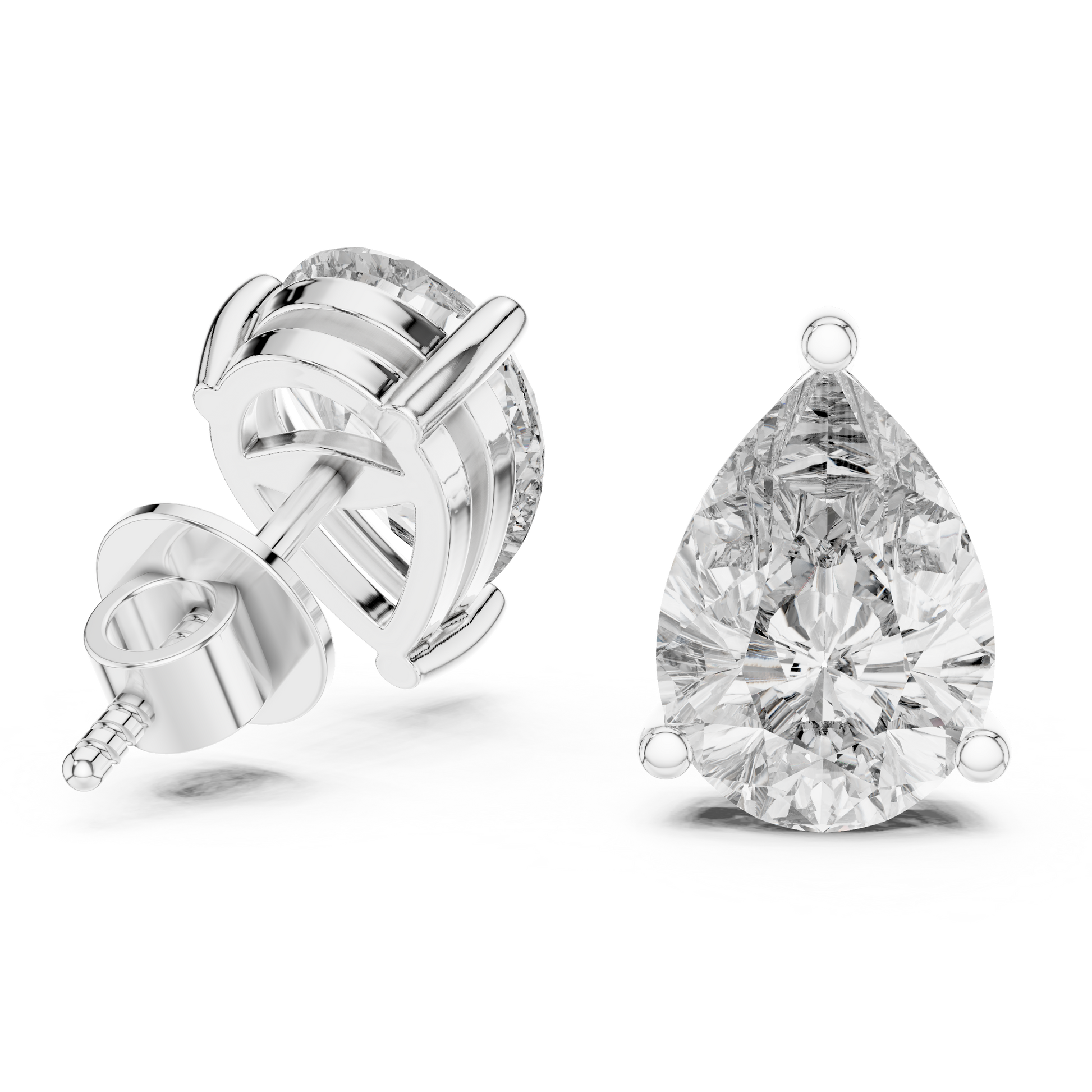 Diamond earrings on a white background