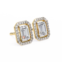 Gold and diamond earrings on a white background