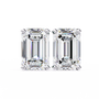 Two emerald-cut diamonds on a white background