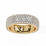 full eternity band features five continuous rows of micro-pave set Round Brilliant Diamonds, creating a literal "Wall of Light" around the finger