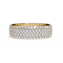 full eternity band features five continuous rows of micro-pave set Round Brilliant Diamonds, creating a literal "Wall of Light" around the finger