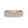 full eternity band features five continuous rows of micro-pave set Round Brilliant Diamonds, creating a literal "Wall of Light" around the finger