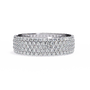 full eternity band features five continuous rows of micro-pave set Round Brilliant Diamonds, creating a literal "Wall of Light" around the finger